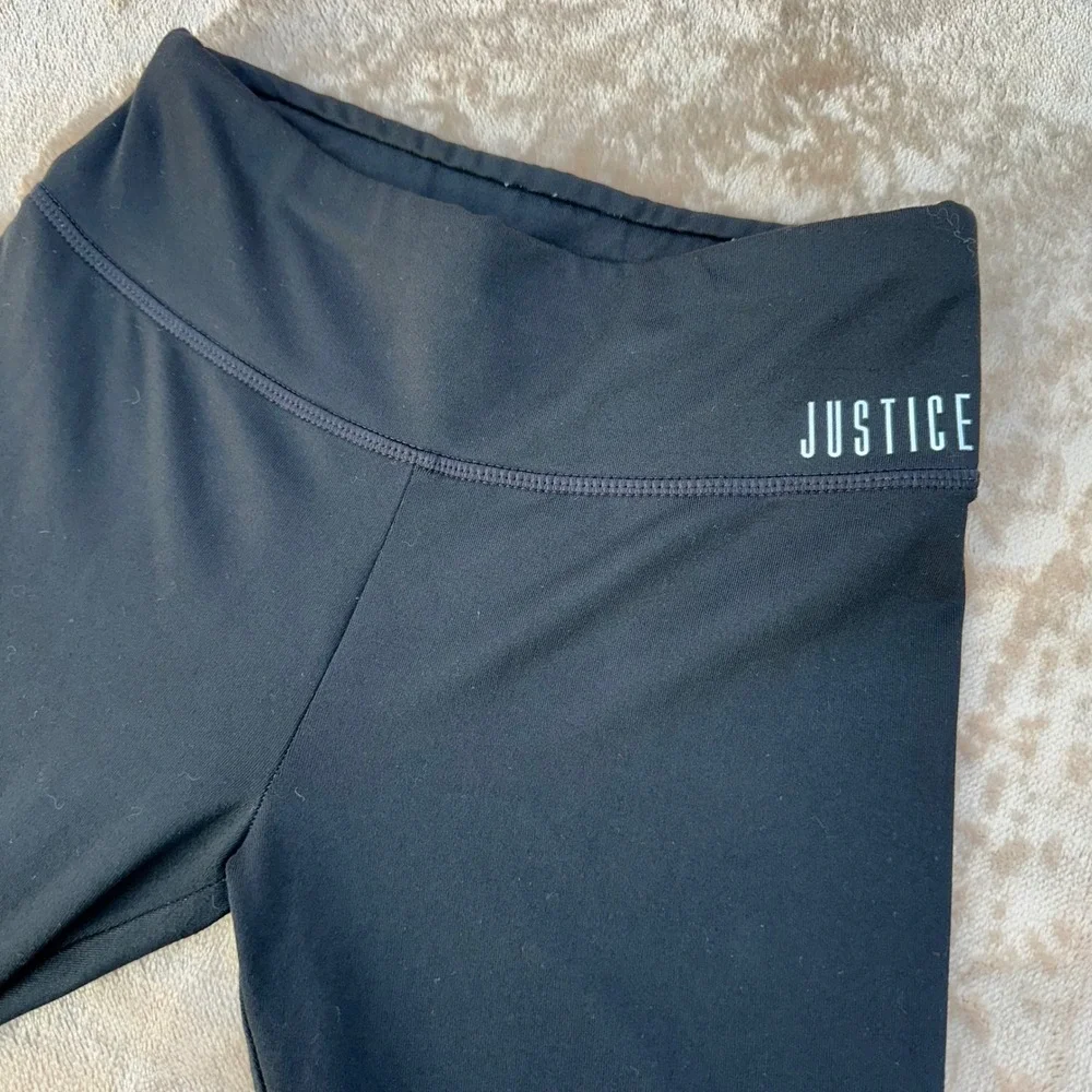 Justice Active Leggings Girls Size 12 Black Logo Waistband Athletic‎ Excellent